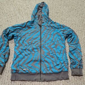 NIKITA Blue and Gray Zebra Print Reversable Hoodie